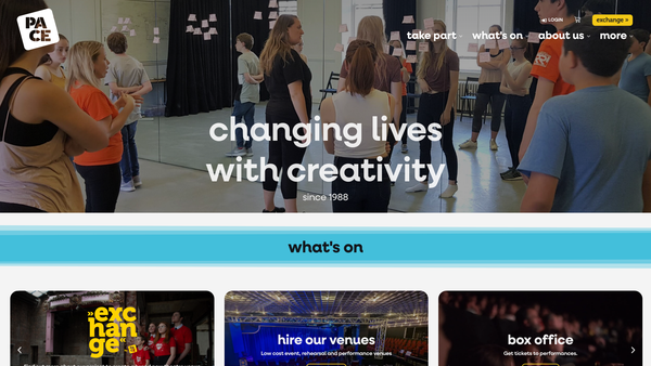 Screenshot of the PACE Theatre Company Limited website