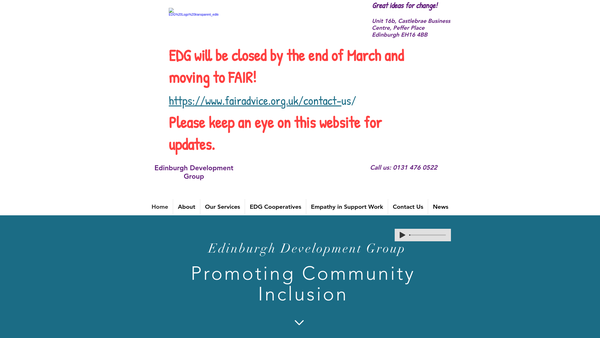 Screenshot of the Edinburgh Development Group (Scotland) website