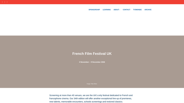 Screenshot of the French Film Festival Ltd website