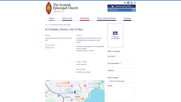 Screenshot of the St Columba's Episcopal Church: Portree website