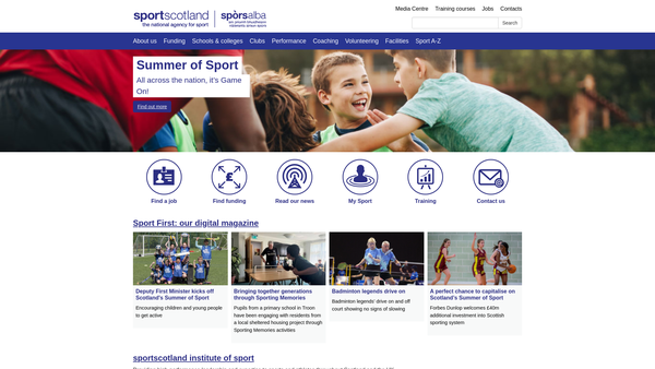Screenshot of the Scottish Sports Council Trust Company website