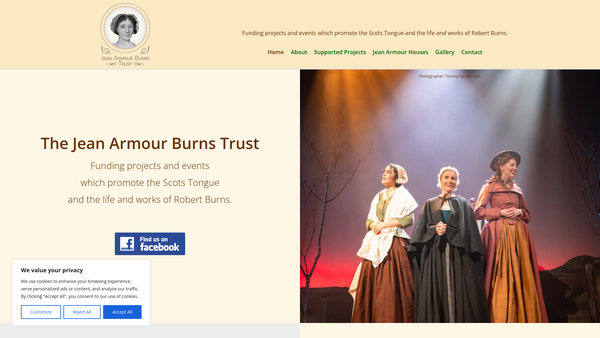 Screenshot of the Jean Armour Burns Trust website