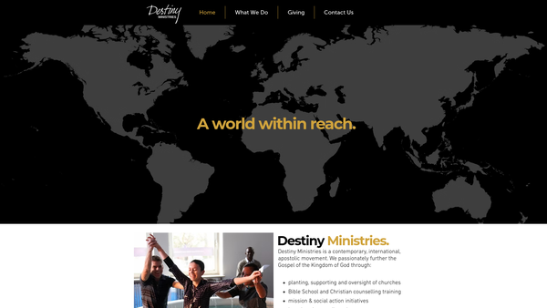 Screenshot of the Destiny Ministries website