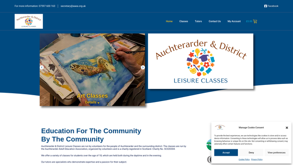 Screenshot of the Auchterarder Adult Education Association website