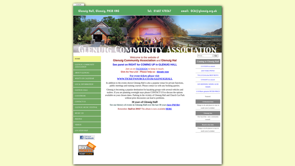 Screenshot of the Glenuig Community Association website