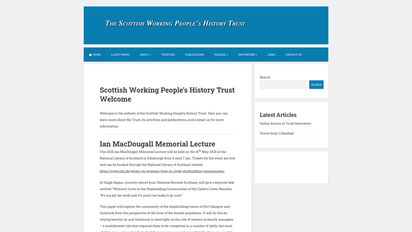Screenshot of the Scottish Working People's History Trust website