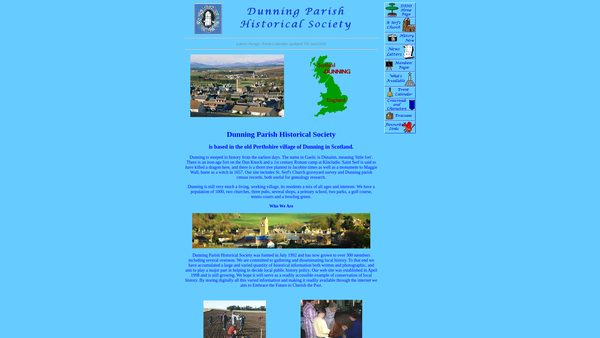 Screenshot of the Dunning Parish Historical Society website