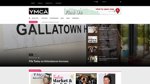 Screenshot of the Kirkcaldy YMCA website