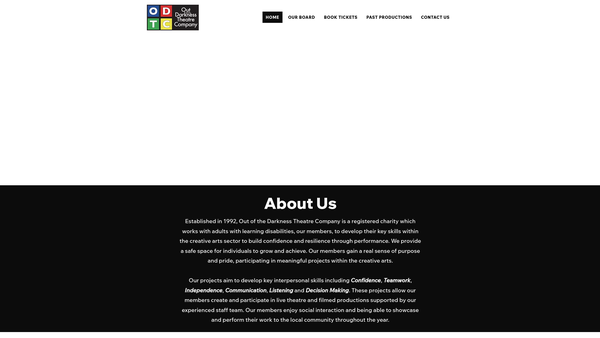 Screenshot of the Out Of The Darkness Theatre Company website