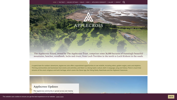 Screenshot of the Applecross Trust website