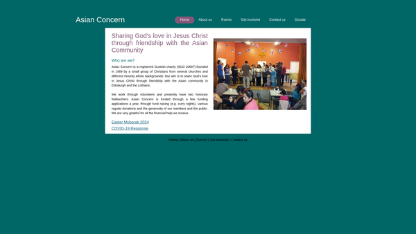 Screenshot of the Asian Concern website