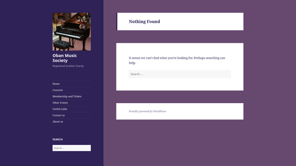 Screenshot of the Oban Music Society website