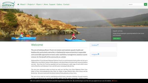 Screenshot of the Galloway Fisheries Trust website