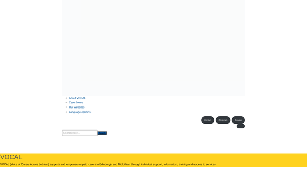 Screenshot of the Vocal - Voice Of Carers Across Lothian website