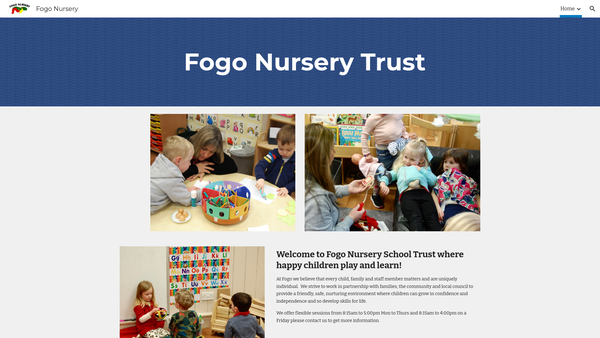 Screenshot of the Fogo Nursery School Trust website