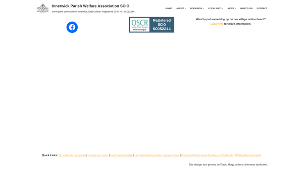 Screenshot of the Innerwick Parish Welfare Association website