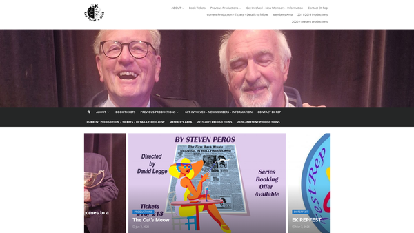 Screenshot of the East Kilbride Repertory Theatre Club website