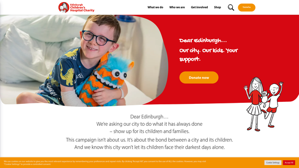 Screenshot of the Edinburgh Children's Hospital Charity website