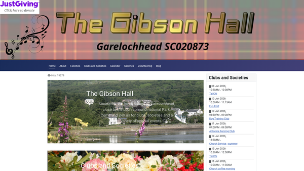 Screenshot of the Gibson Community Centre Garelochhead website