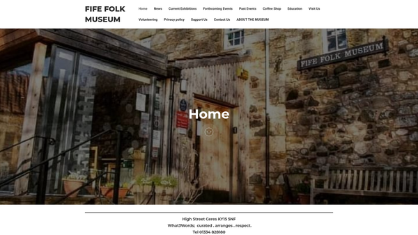 Screenshot of the Fife Folk Museum Trust website