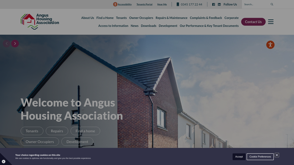 Screenshot of the Angus Housing Association Ltd website