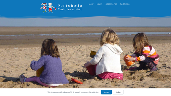 Screenshot of the Portobello Toddlers Hut Playgroup website