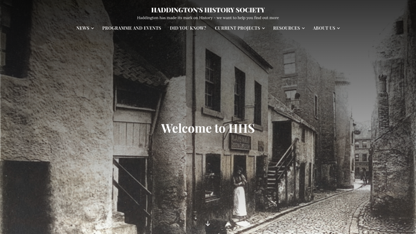 Screenshot of the Haddington's History Society website