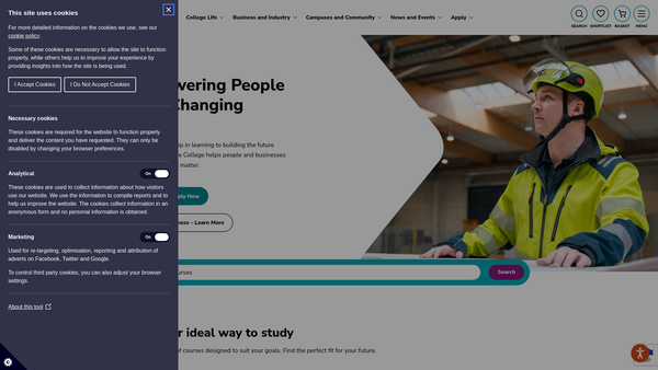 Screenshot of the Ayrshire College website