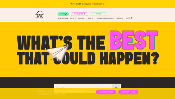 Screenshot of the Glasgow Clyde College website