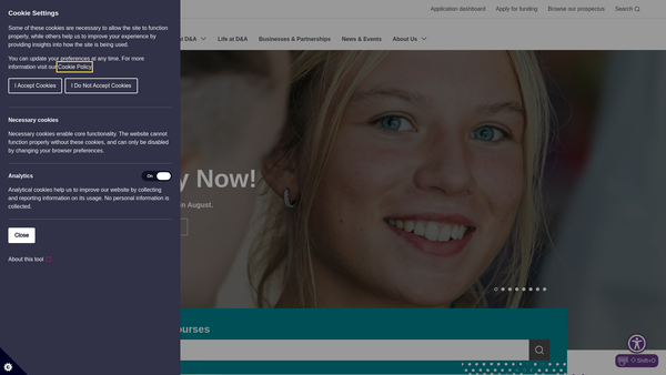 Screenshot of the Board Of Management Of Dundee And Angus College website