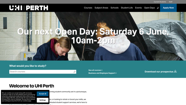 Screenshot of the Board Of Management Of Perth College website
