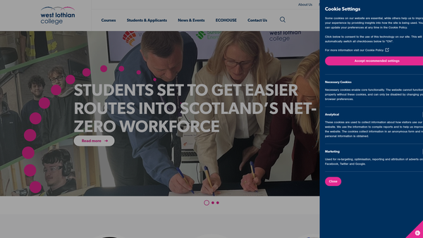 Screenshot of the Board Of Management Of West Lothian College website