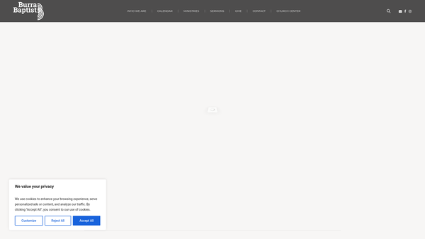 Screenshot of the Burra Isle Baptist Church website