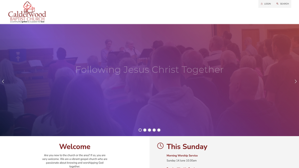 Screenshot of the Calderwood Baptist Church website