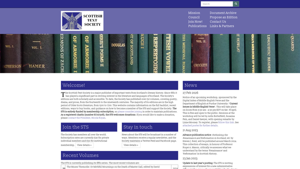 Screenshot of the Scottish Text Society website