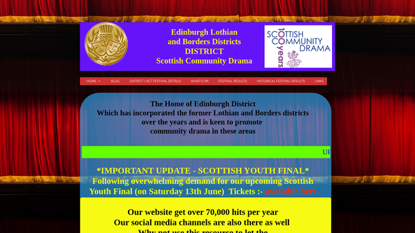 Screenshot of the Scottish Community Drama Association Edinburgh District website