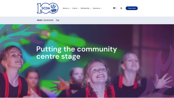 Screenshot of the Scottish Community Drama Association website
