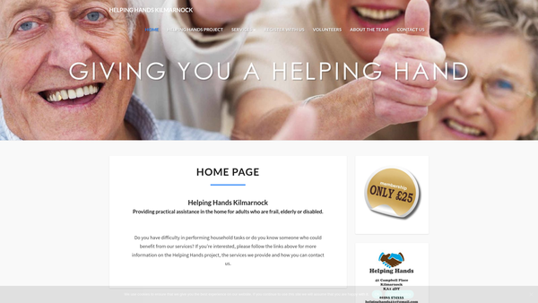 Screenshot of the Helping Hands Project website
