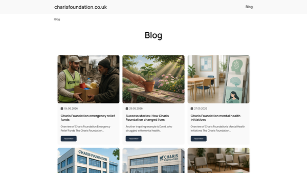 Screenshot of the Charis Foundation website