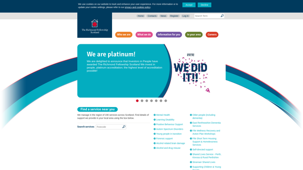 Screenshot of the Richmond Fellowship Scotland Ltd website