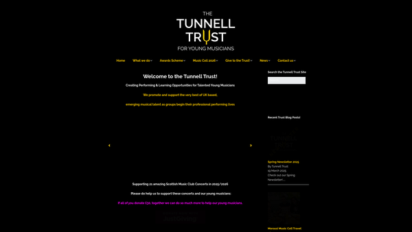 Screenshot of the Tunnell Trust website