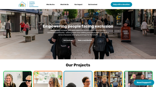 Screenshot of the Churches Action For The Homeless website