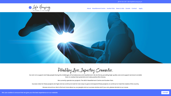 Screenshot of the Life Housing Scotland website