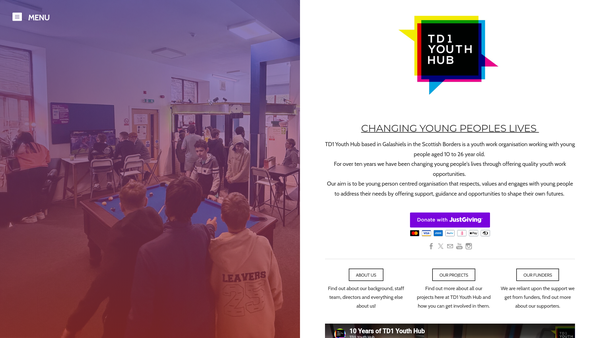 Screenshot of the Eildon West Youth Hub website