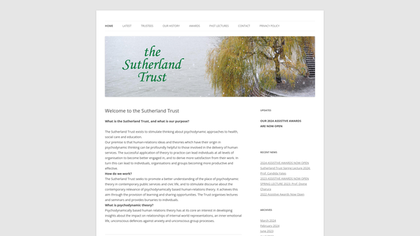 Screenshot of the Sutherland Trust website