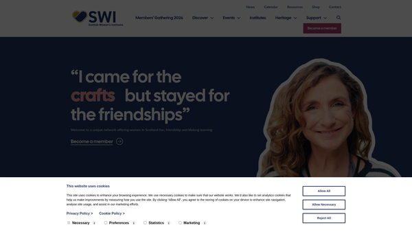 Screenshot of the Scottish Women’s Institutes West Lothian Federation website