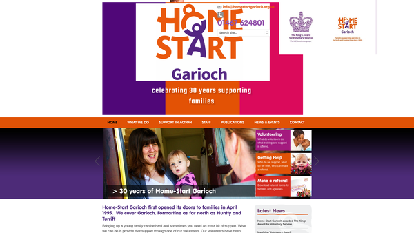 Screenshot of the Home-Start Garioch website