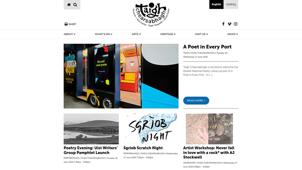 Screenshot of the Taigh Chearsabhagh Trust website