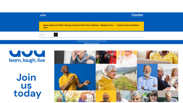 Screenshot of the Dundee U3A website
