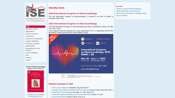 Screenshot of the International Society Of Electrocardiology website